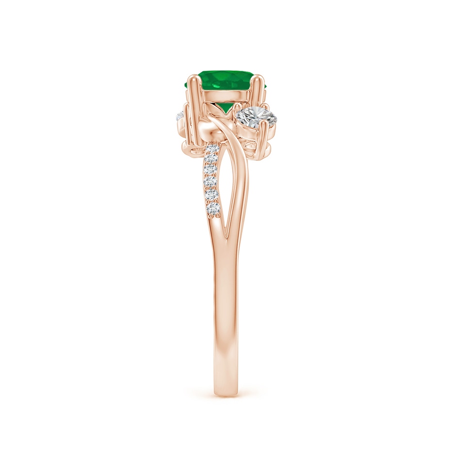 6mm AA Emerald and Diamond Twisted Vine Ring in Rose Gold side 299