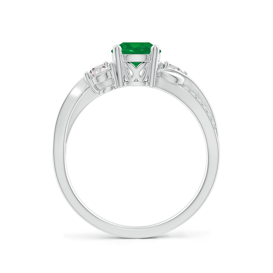 6mm AA Emerald and Diamond Twisted Vine Ring in White Gold side 199