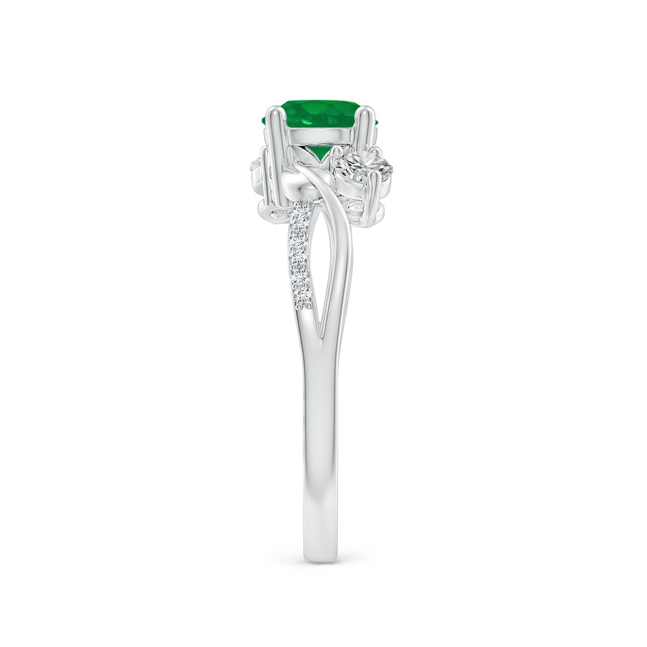 6mm AA Emerald and Diamond Twisted Vine Ring in White Gold side 299