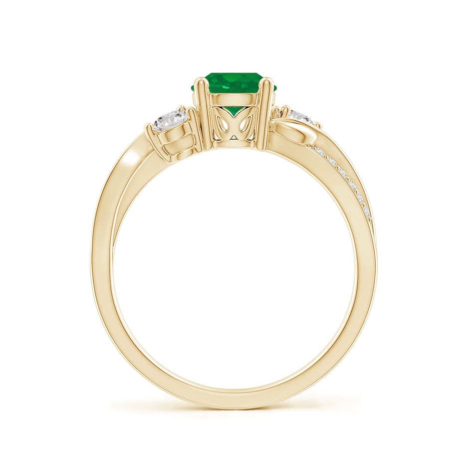 6mm AA Emerald and Diamond Twisted Vine Ring in Yellow Gold side 199