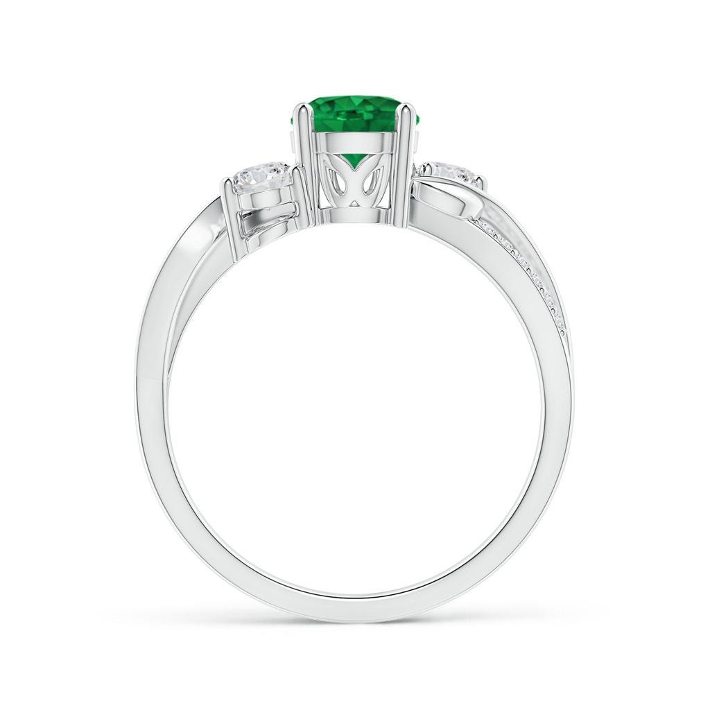6mm AAA Emerald and Diamond Twisted Vine Ring in P950 Platinum Side 199
