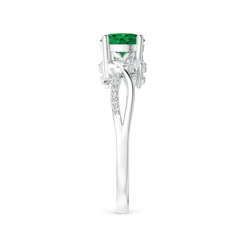 6mm AAA Emerald and Diamond Twisted Vine Ring in P950 Platinum Side 299