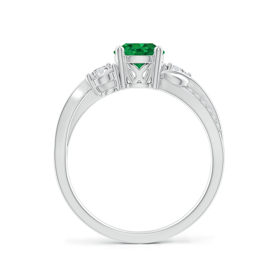 6mm AAA Emerald and Diamond Twisted Vine Ring in White Gold side 199