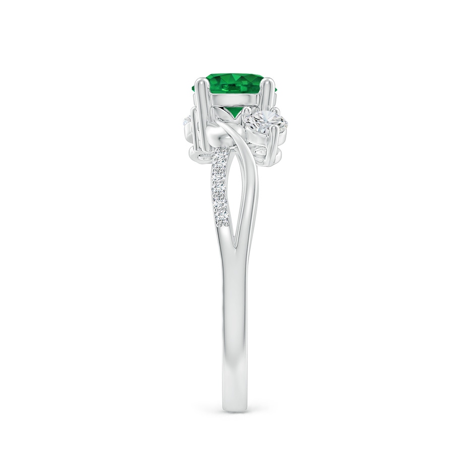 6mm AAA Emerald and Diamond Twisted Vine Ring in White Gold side 299