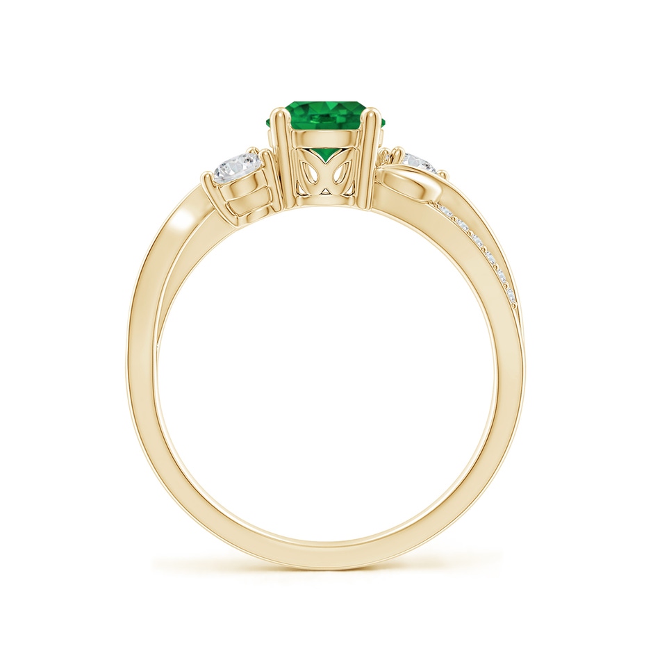 6mm AAA Emerald and Diamond Twisted Vine Ring in Yellow Gold side 199