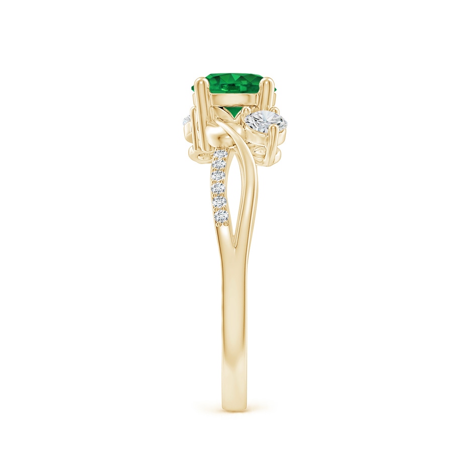 6mm AAA Emerald and Diamond Twisted Vine Ring in Yellow Gold side 299