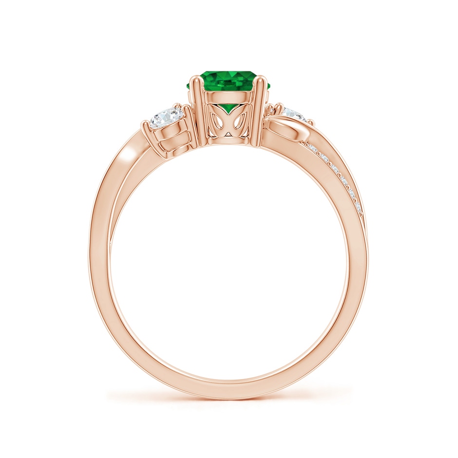 6mm AAAA Emerald and Diamond Twisted Vine Ring in 18K Rose Gold side 199
