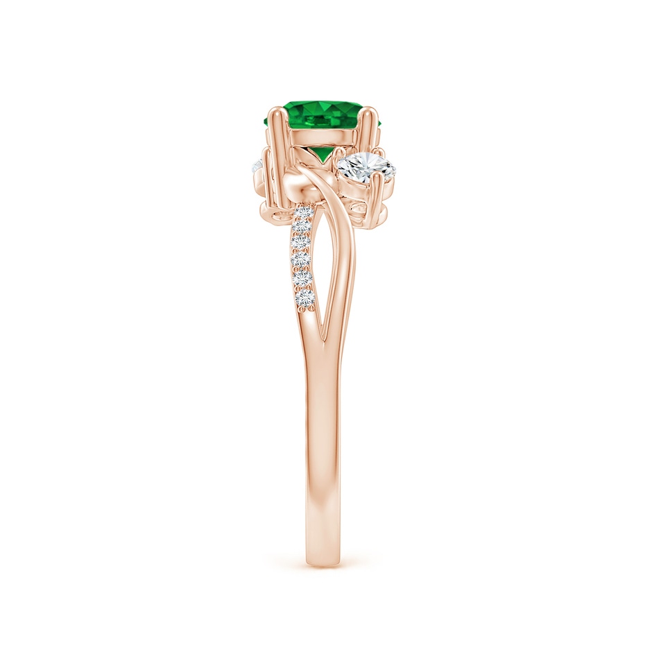 6mm AAAA Emerald and Diamond Twisted Vine Ring in 18K Rose Gold side 299