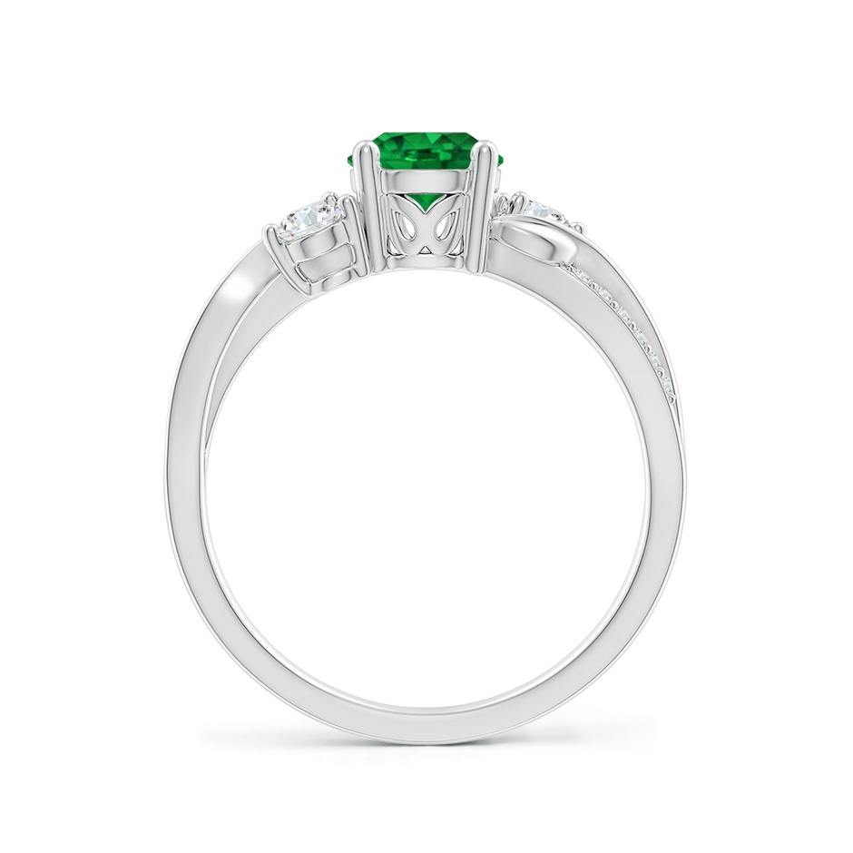 6mm AAAA Emerald and Diamond Twisted Vine Ring in White Gold side 199