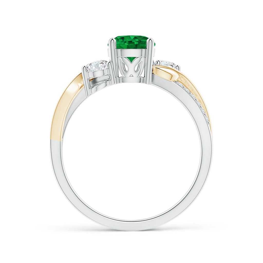 6mm AAAA Emerald and Diamond Twisted Vine Ring in White Gold Yellow Gold Side 199