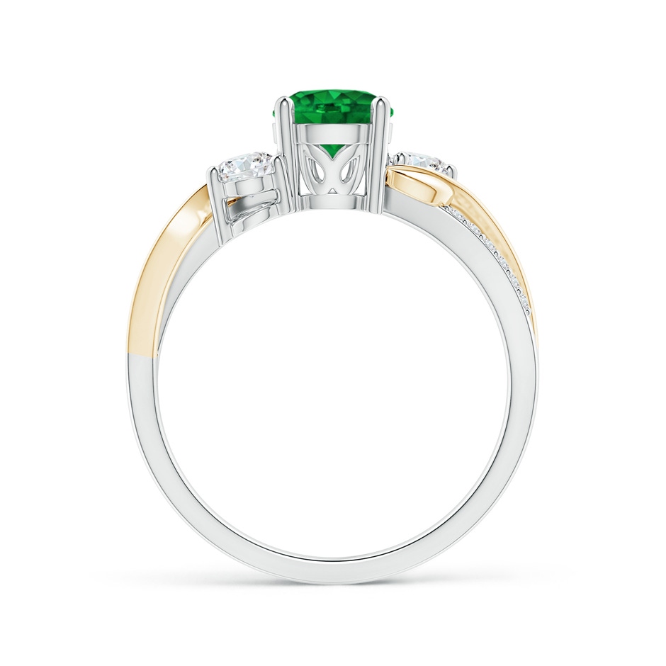 6mm AAAA Emerald and Diamond Twisted Vine Ring in White Gold Yellow Gold side 199