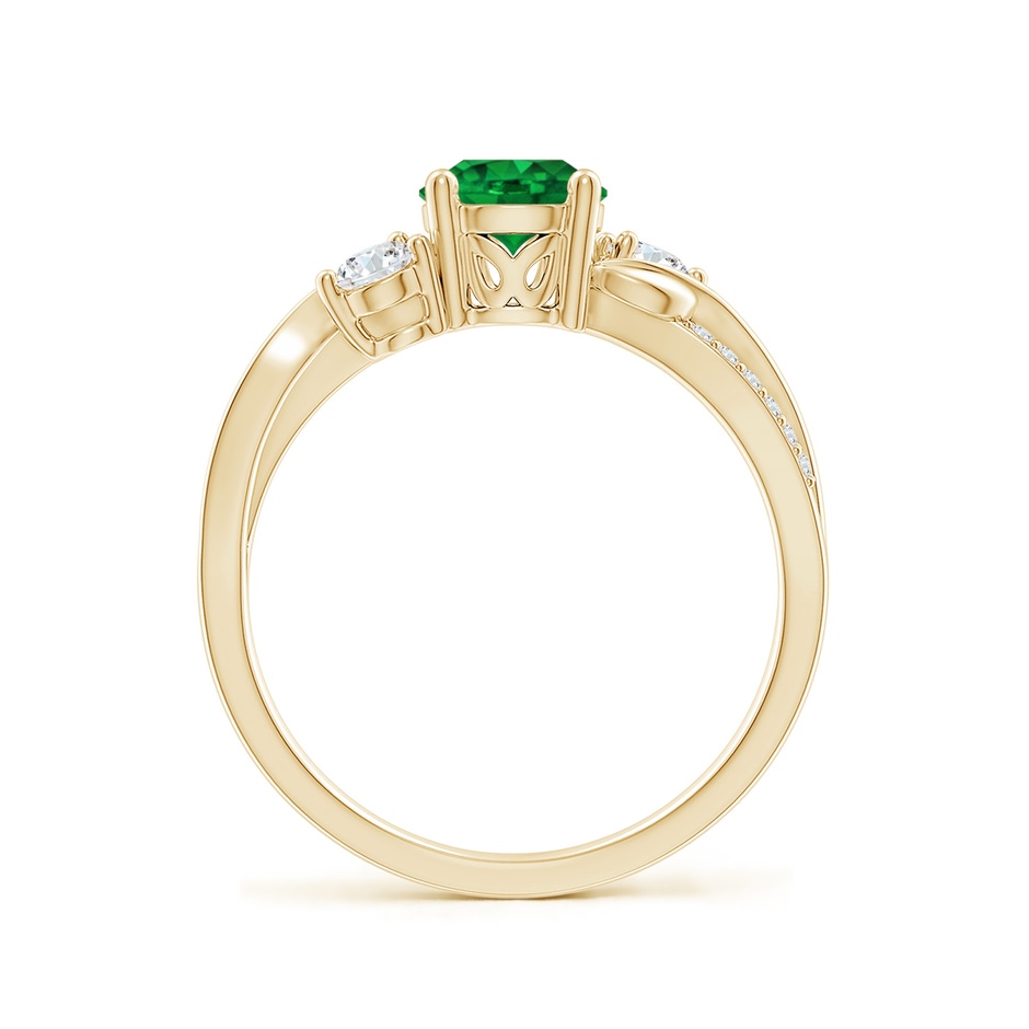 6mm AAAA Emerald and Diamond Twisted Vine Ring in Yellow Gold side 199