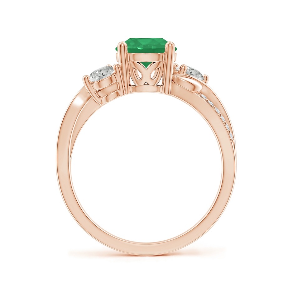 7mm A Emerald and Diamond Twisted Vine Ring in Rose Gold side 199