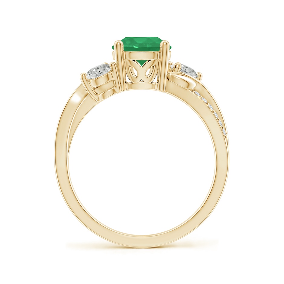 7mm A Emerald and Diamond Twisted Vine Ring in Yellow Gold side 199