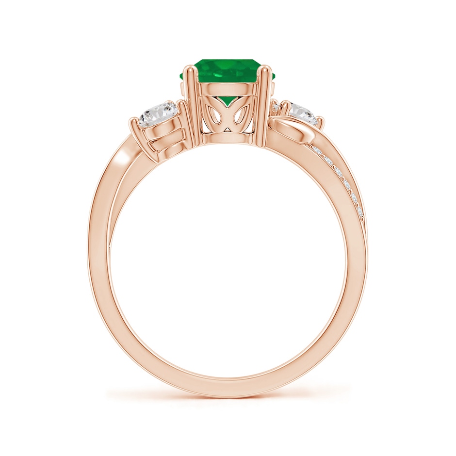 7mm AA Emerald and Diamond Twisted Vine Ring in Rose Gold side 199