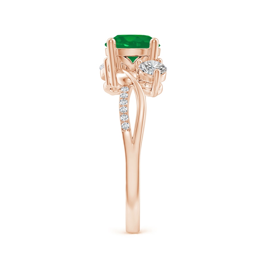 7mm AA Emerald and Diamond Twisted Vine Ring in Rose Gold side 299