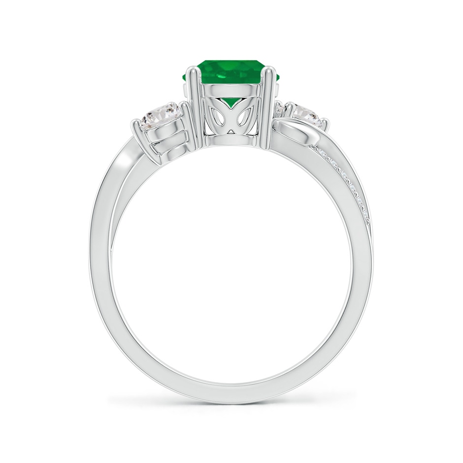 7mm AA Emerald and Diamond Twisted Vine Ring in White Gold side 199