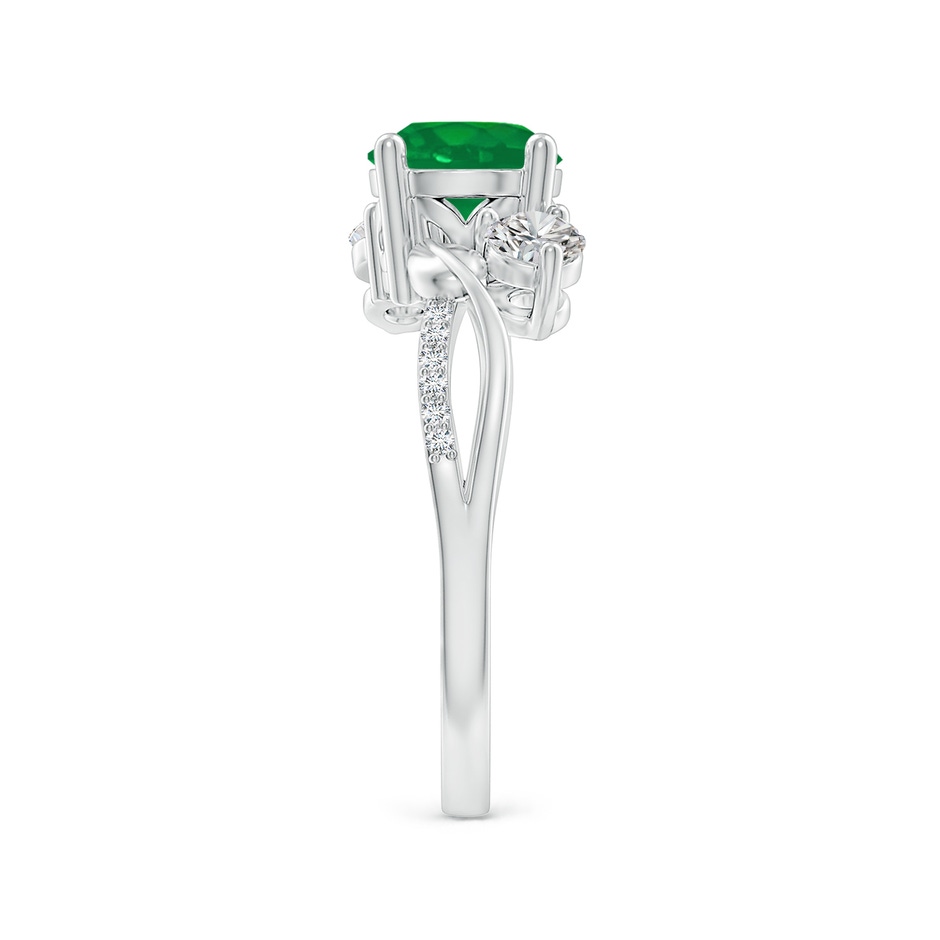 7mm AA Emerald and Diamond Twisted Vine Ring in White Gold side 299