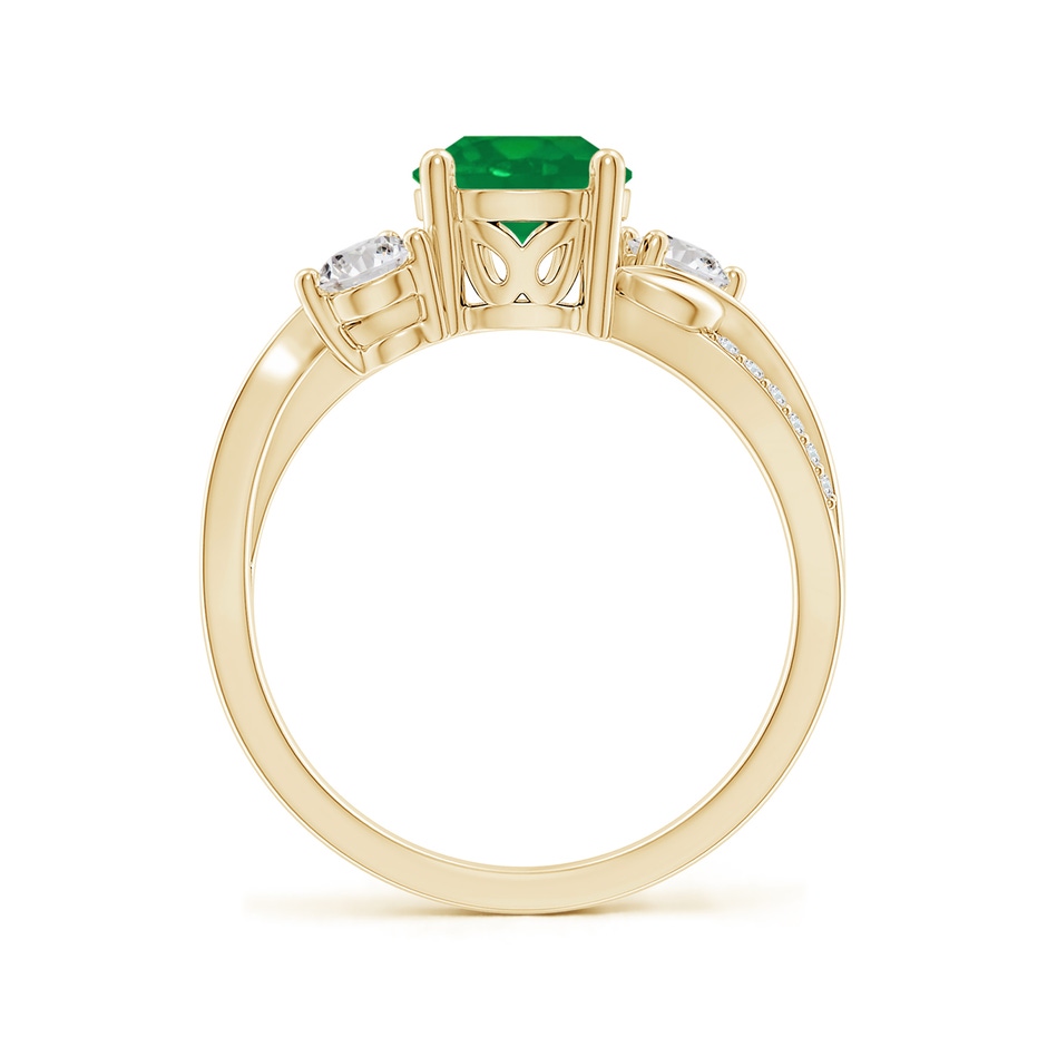 7mm AA Emerald and Diamond Twisted Vine Ring in Yellow Gold side 199