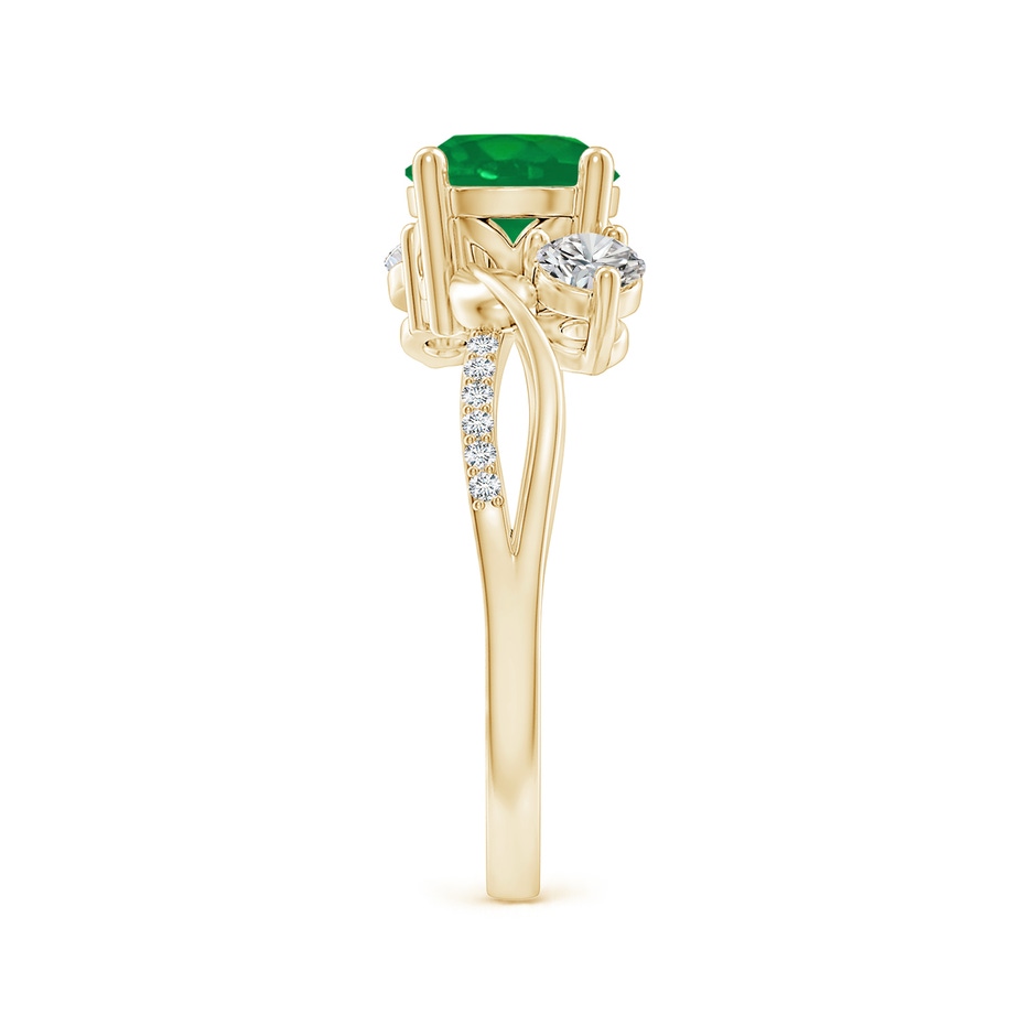 7mm AA Emerald and Diamond Twisted Vine Ring in Yellow Gold side 299