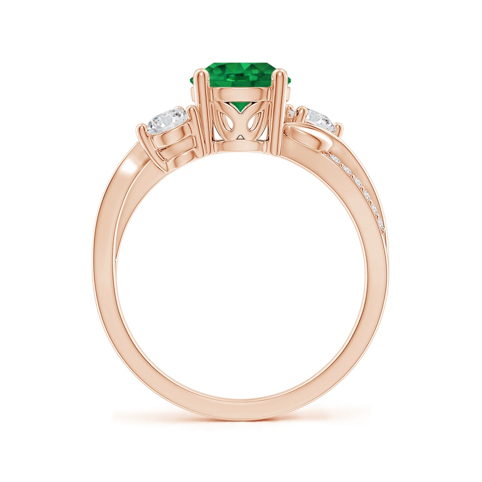 7mm AAA Emerald and Diamond Twisted Vine Ring in Rose Gold side 199