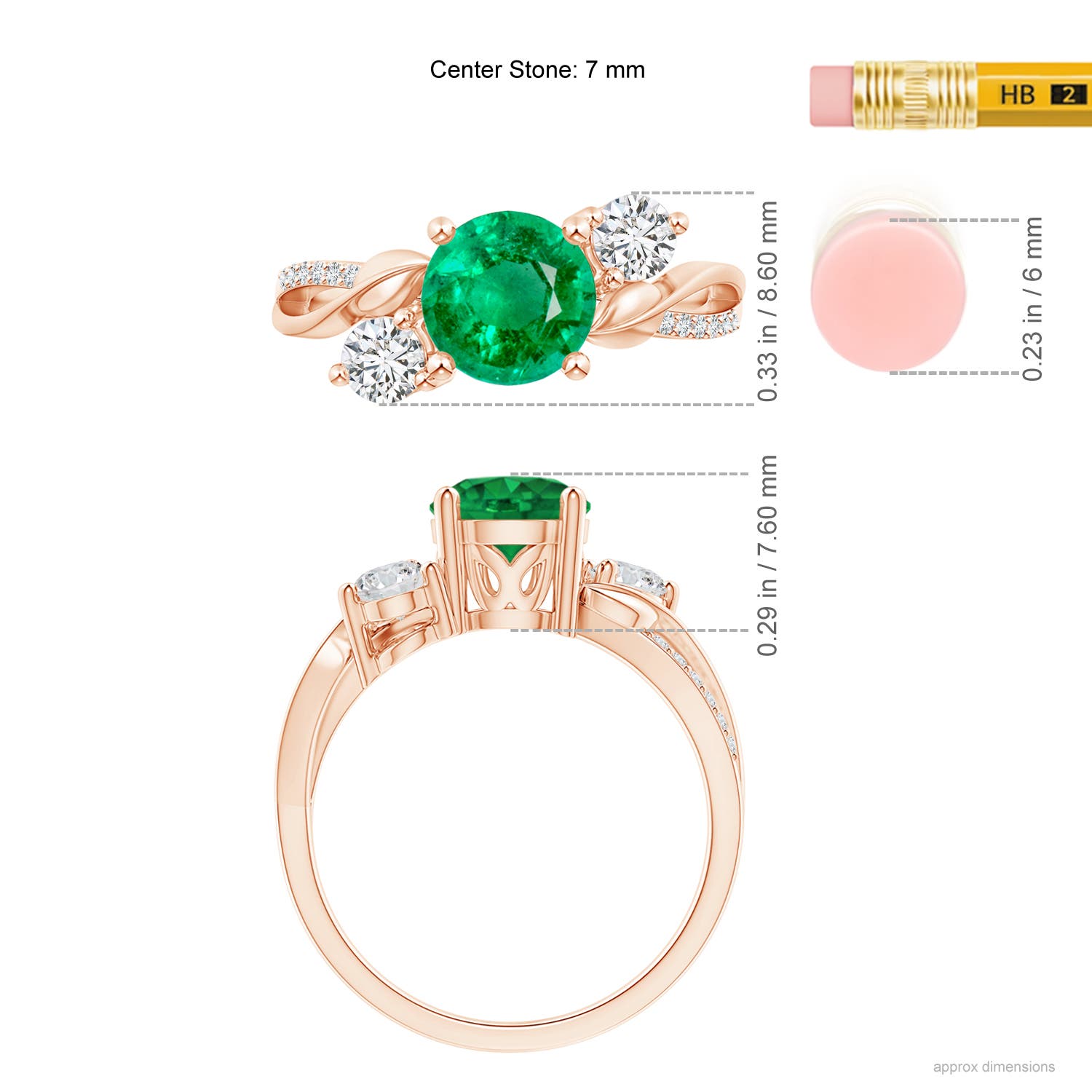 AAA - Emerald / 1.58 CT / 14 KT Rose Gold