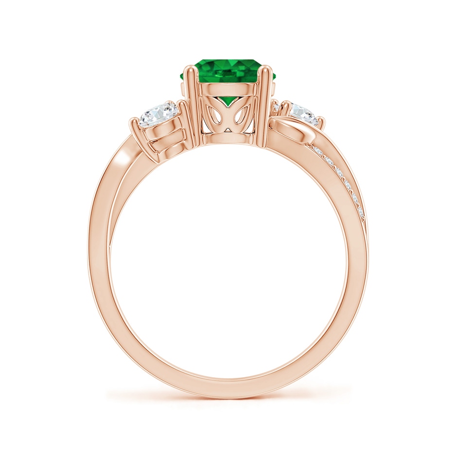 7mm AAAA Emerald and Diamond Twisted Vine Ring in 18K Rose Gold side 199