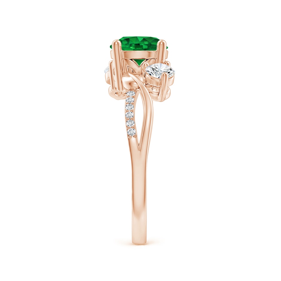 7mm AAAA Emerald and Diamond Twisted Vine Ring in 18K Rose Gold side 299