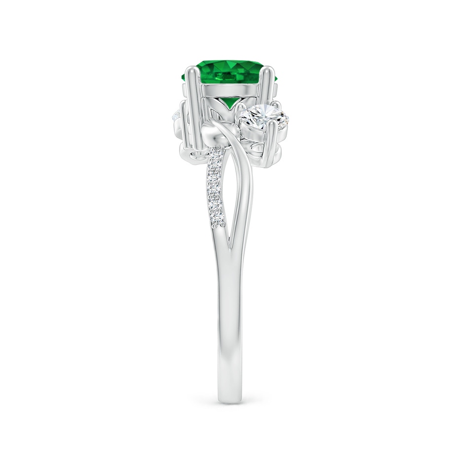 7mm AAAA Emerald and Diamond Twisted Vine Ring in P950 Platinum side 299