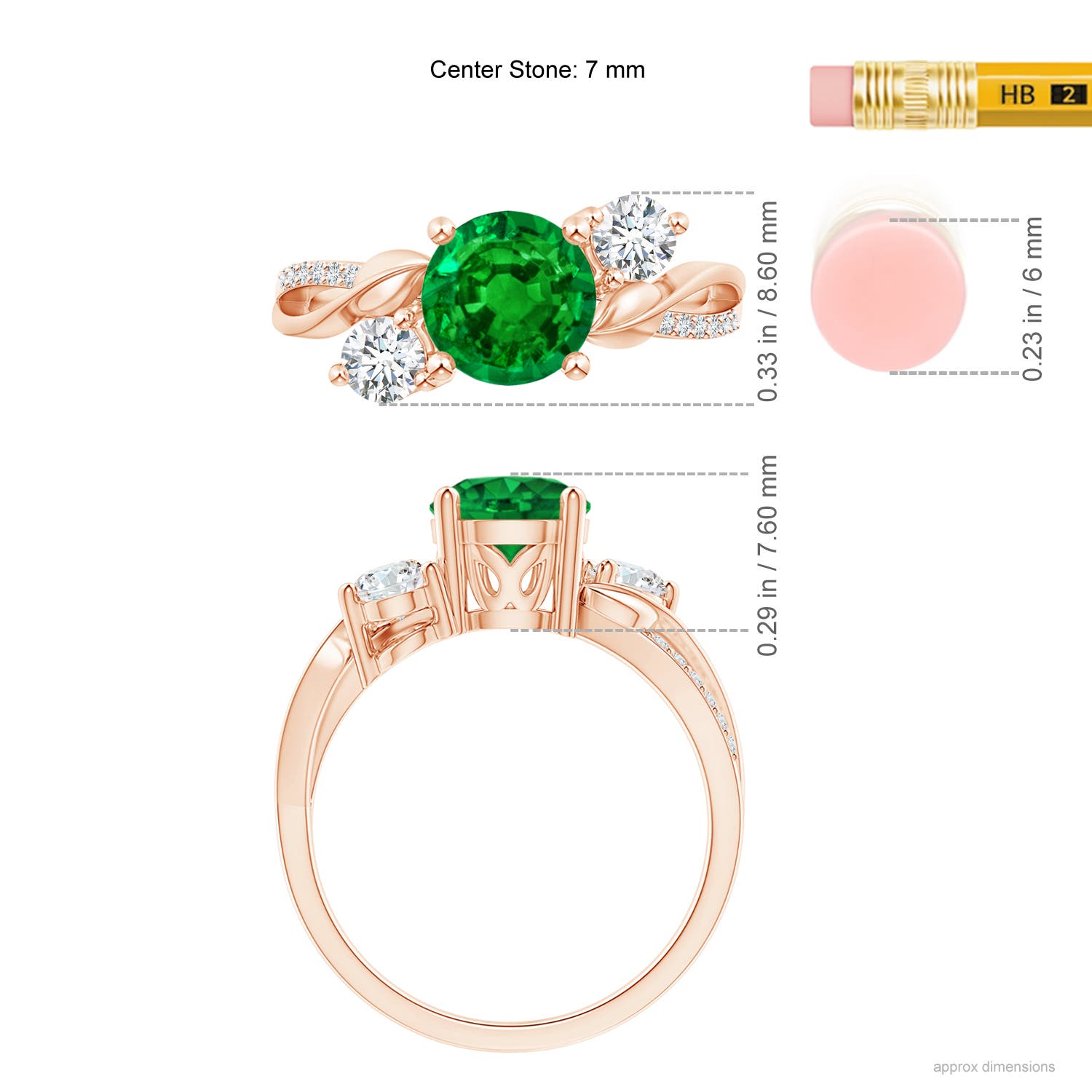 AAAA - Emerald / 1.58 CT / 14 KT Rose Gold