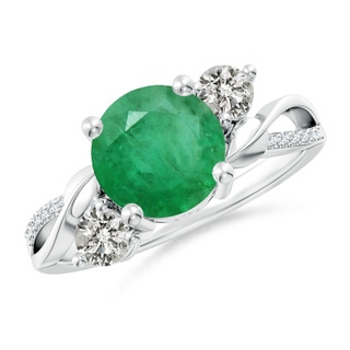 8mm A Emerald and Diamond Twisted Vine Ring in P950 Platinum