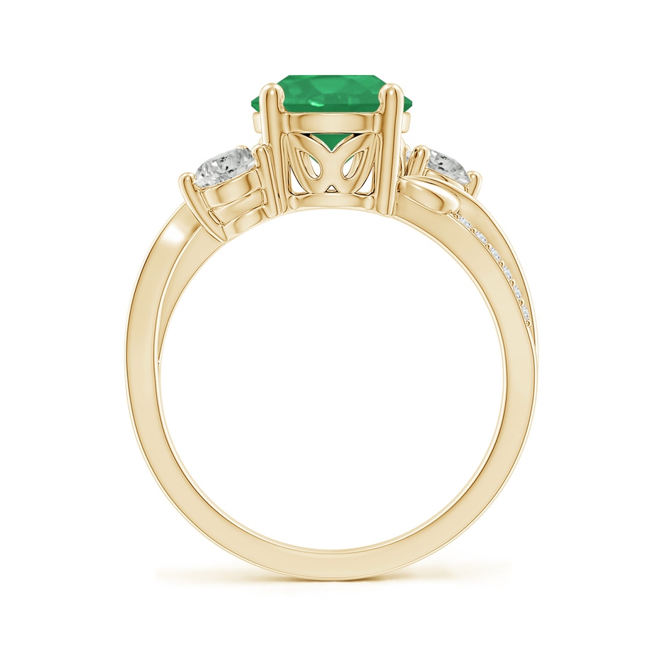 8mm A Emerald and Diamond Twisted Vine Ring in Yellow Gold side 199