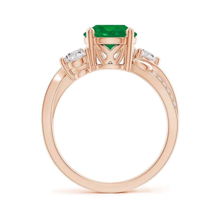 8mm AA Emerald and Diamond Twisted Vine Ring in Rose Gold side 199