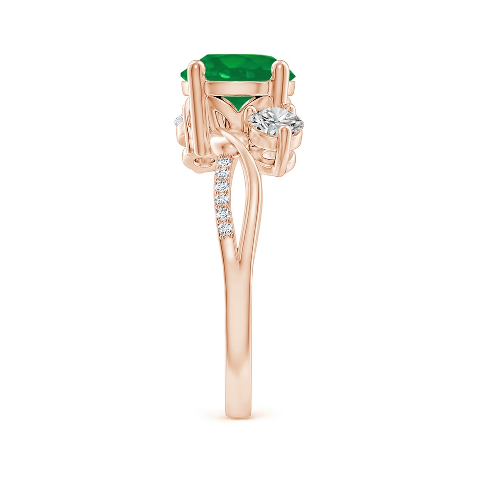8mm AA Emerald and Diamond Twisted Vine Ring in Rose Gold side 299