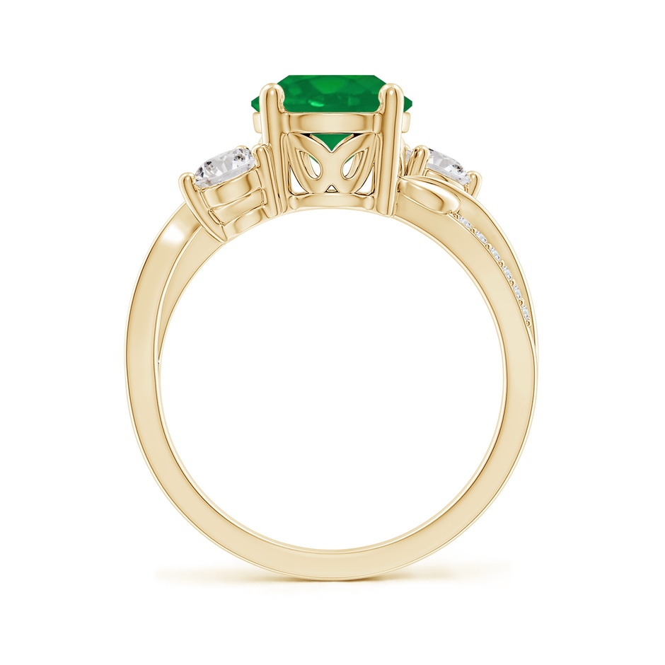 8mm AA Emerald and Diamond Twisted Vine Ring in Yellow Gold side 199