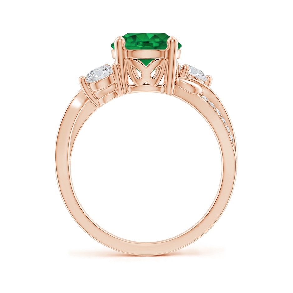 8mm AAA Emerald and Diamond Twisted Vine Ring in 18K Rose Gold side 199