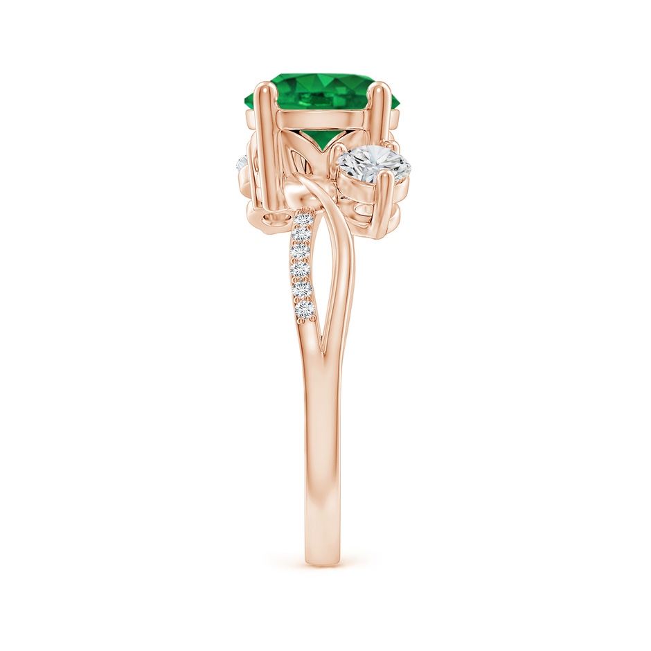 8mm AAA Emerald and Diamond Twisted Vine Ring in 18K Rose Gold side 299