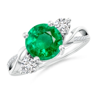 8mm AAA Emerald and Diamond Twisted Vine Ring in P950 Platinum