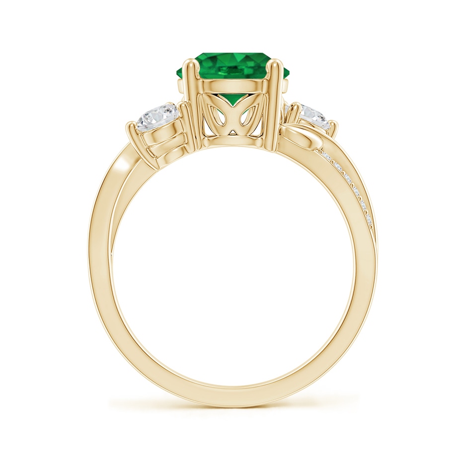 8mm AAA Emerald and Diamond Twisted Vine Ring in Yellow Gold side 199