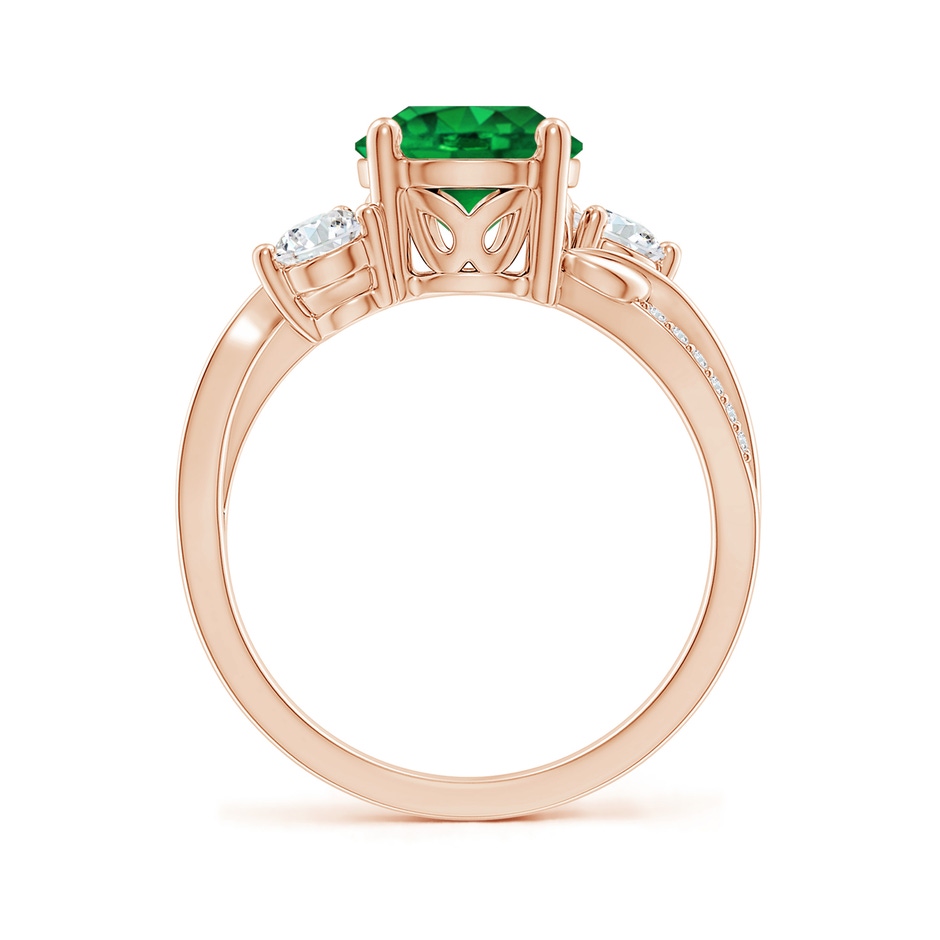 8mm AAAA Emerald and Diamond Twisted Vine Ring in 18K Rose Gold side 199