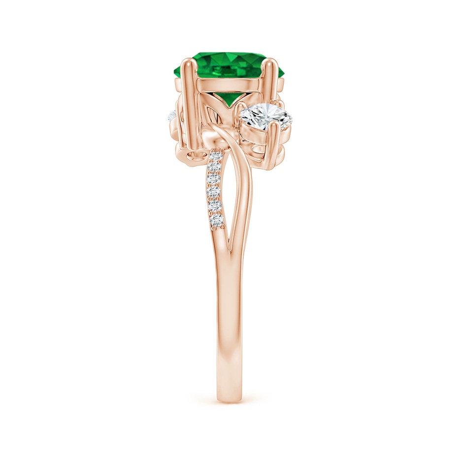 8mm AAAA Emerald and Diamond Twisted Vine Ring in 18K Rose Gold side 299