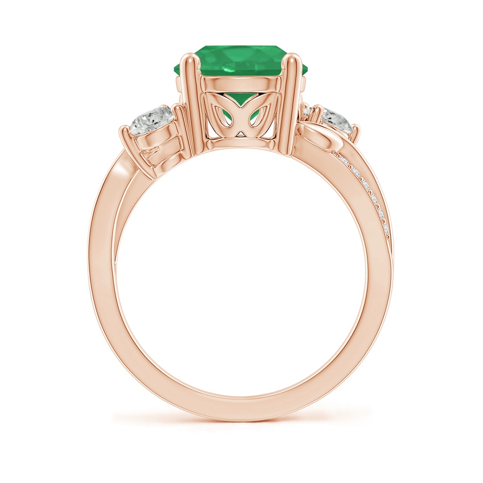 9mm A Emerald and Diamond Twisted Vine Ring in Rose Gold side 199