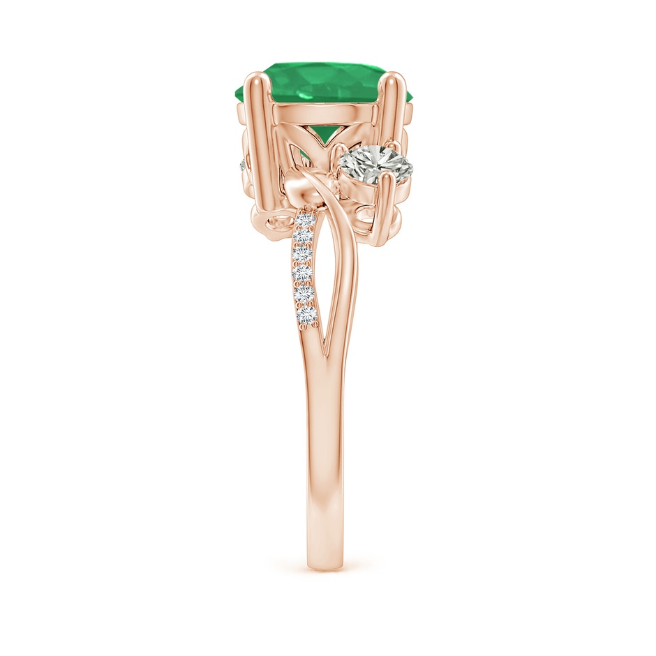 9mm A Emerald and Diamond Twisted Vine Ring in Rose Gold side 299