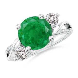 9mm AA Emerald and Diamond Twisted Vine Ring in P950 Platinum