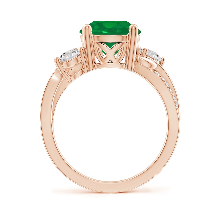 9mm AA Emerald and Diamond Twisted Vine Ring in Rose Gold side 199