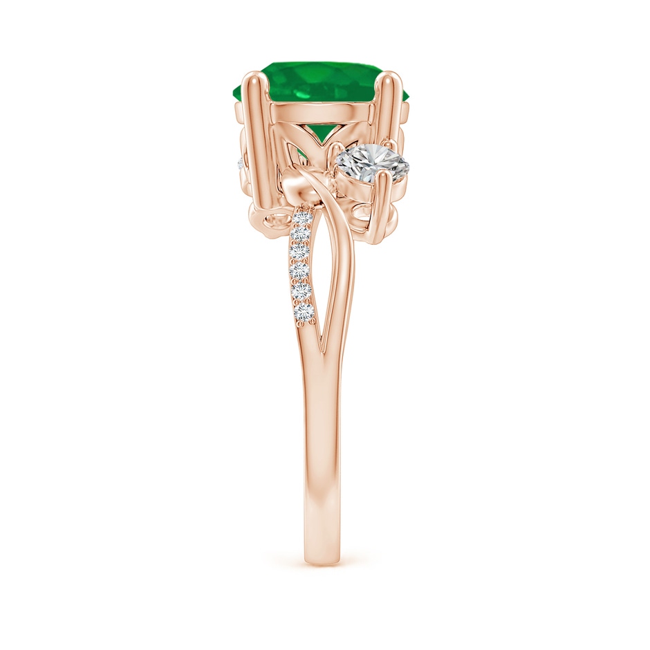 9mm AA Emerald and Diamond Twisted Vine Ring in Rose Gold side 299