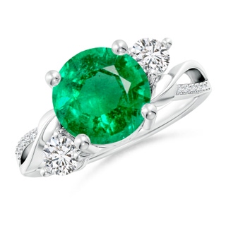 9mm AAA Emerald and Diamond Twisted Vine Ring in P950 Platinum