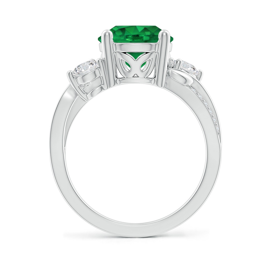 9mm AAA Emerald and Diamond Twisted Vine Ring in White Gold side 199