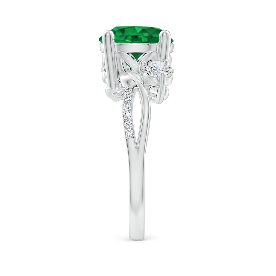 9mm AAA Emerald and Diamond Twisted Vine Ring in White Gold side 299