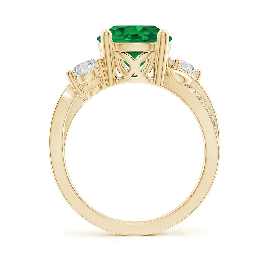 9mm AAA Emerald and Diamond Twisted Vine Ring in Yellow Gold side 199